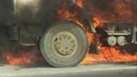 Грузовик с огненными колесами спасали в Хакасии