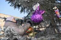В Абакане украшают новогодний сквер и ледовый каток