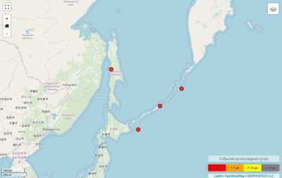 Сегодня ночью на Сахалине и Курилах случилось несколько землетрясений